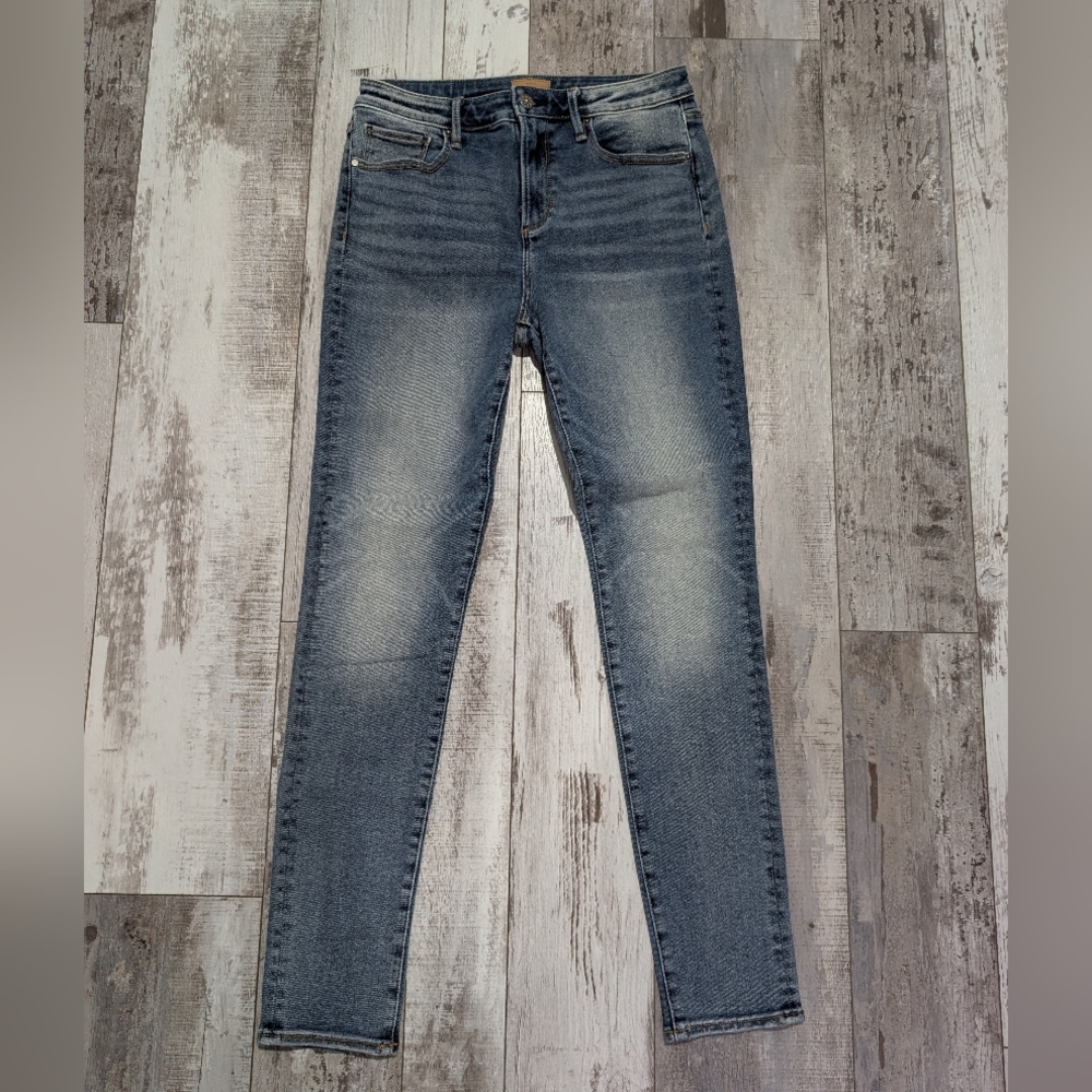 DRIFTWOOD  Jackie High Rise‎ Blue Skinny Jeans with Vintage-Inspired Fading Sz28